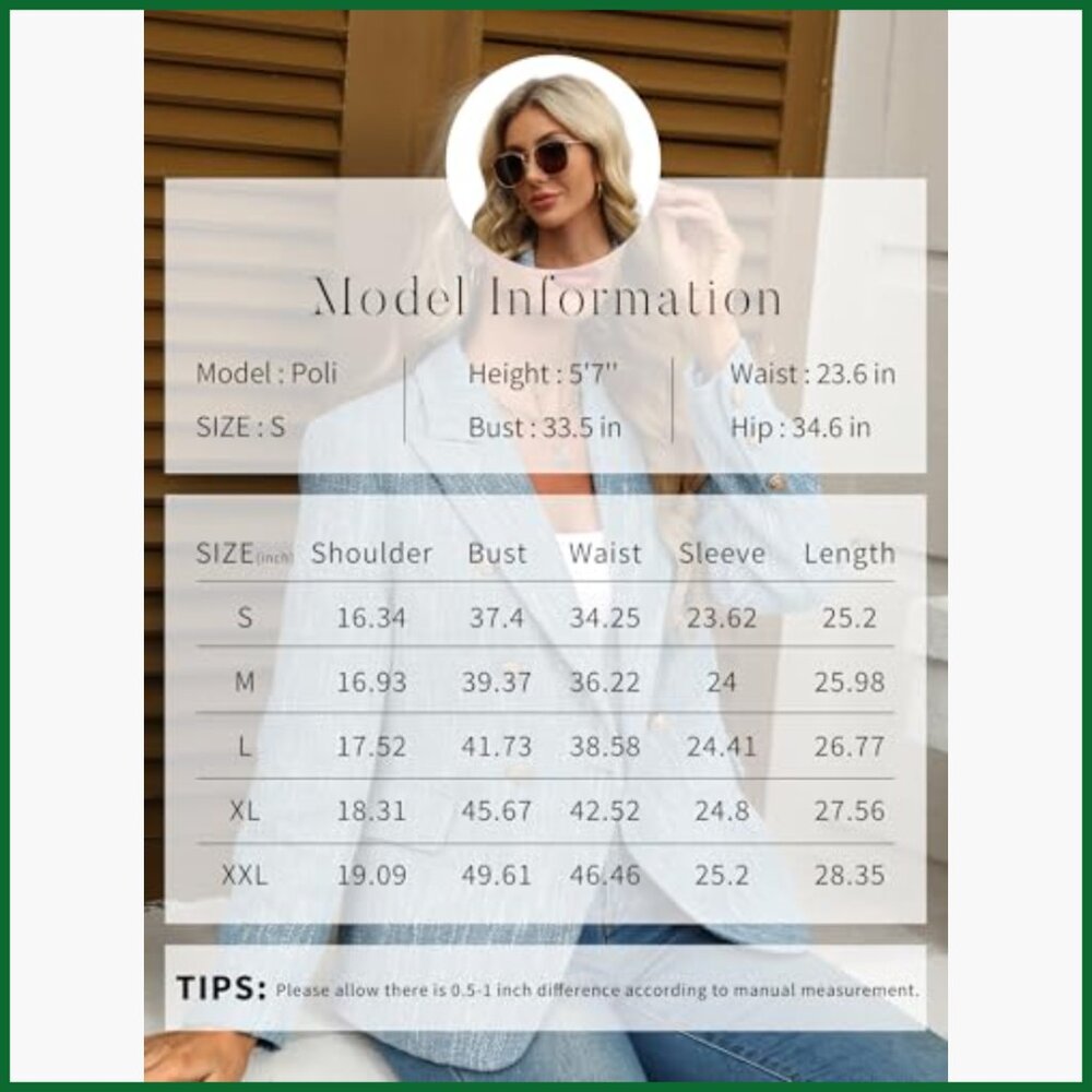 Polyester Tweed Blazer Double Breasted Business C… - image 6